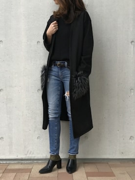 「アイテム（カーディガン/ボレロ、その他）」を使った、ikuさん（レディース・161cm）の冬コーディネート