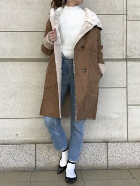 「copine」｜「アイテム（ムートンコート）」を使った、ikuさん（レディース・161cm）の冬コーディネート