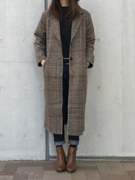 「copine」｜「アイテム（チェスターコート）」を使った、ikuさん（レディース・161cm）の冬コーディネート