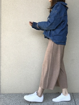「copine」｜「アイテム（デニムジャケット）」を使った、ikuさん（レディース・161cm）の冬コーディネート