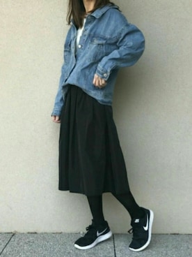 「copine」｜「アイテム（デニムジャケット）」を使った、ikuさん（レディース・161cm）の冬コーディネート