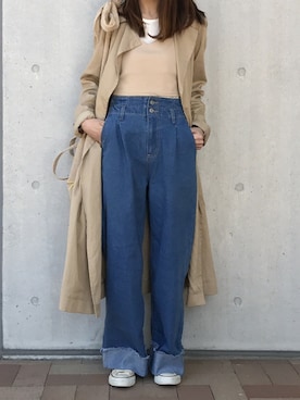 「GAP（ギャップ）のアイテム（トレンチコート）」を使った、ikuさん（レディース・161cm）の春コーディネート