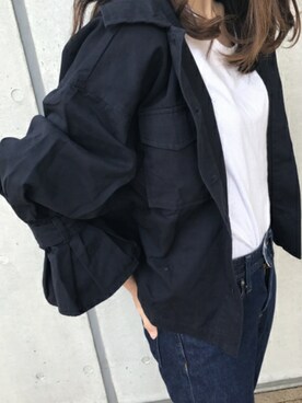 「copine」｜「アイテム（ミリタリージャケット）」を使った、ikuさん（レディース・161cm）の春コーディネート