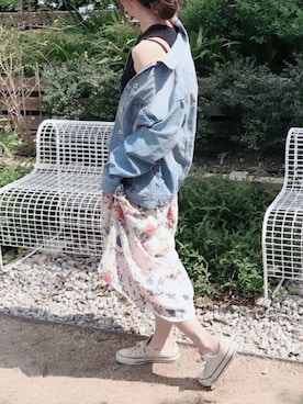 「copine」｜「アイテム（デニムジャケット）」を使った、ikuさん（レディース・161cm）の春コーディネート