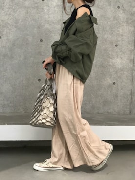 「copine」｜「アイテム（ミリタリージャケット）」を使った、ikuさん（レディース・161cm）の春コーディネート
