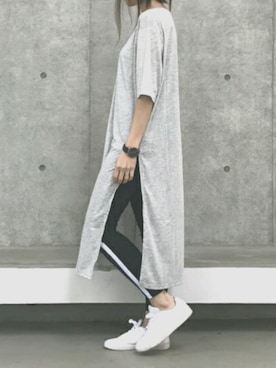 「copine（コピン）のスーパーストレッチサイドラインレギンスパンツ（3color）【クリックポスト対象商品】（その他パンツ）」を使った、ikuさん（レディース・161cm）の春コーディネート