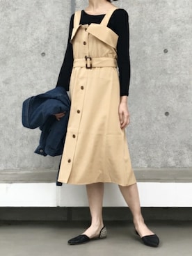 「トレンチ」｜「アイテム（デニムジャケット）」を使った、ikuさん（レディース・161cm）の春コーディネート