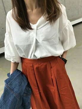 「copine」｜「アイテム（デニムジャケット）」を使った、ikuさん（レディース・161cm）の春コーディネート