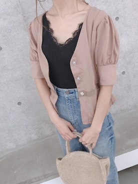 「アイテム（かごバッグ）」を使った、ikuさん（レディース・161cm）の夏コーディネート