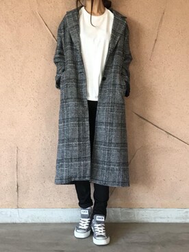 「copine」｜「アイテム（チェスターコート）」を使った、ikuさん（レディース・161cm）の冬コーディネート