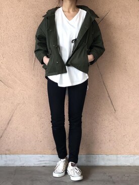 「copine」｜「アイテム（マウンテンパーカー）」を使った、ikuさん（レディース・161cm）の春コーディネート