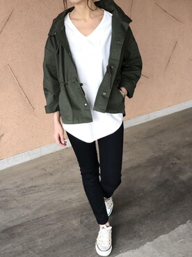 「copine」｜「アイテム（マウンテンパーカー）」を使った、ikuさん（レディース・161cm）の春コーディネート