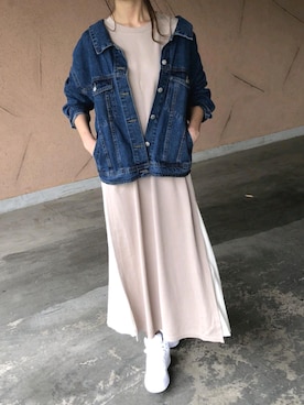 「プリーツ」｜「アイテム（デニムジャケット）」を使った、ikuさん（レディース・161cm）の春コーディネート