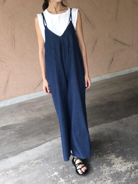 「アイテム（つなぎ/オールインワン、その他）」を使った、ikuさん（レディース・161cm）の夏コーディネート