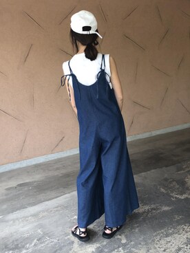 「アイテム（つなぎ/オールインワン、その他）」を使った、ikuさん（レディース・161cm）の夏コーディネート