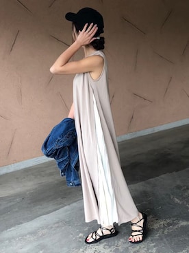「プリーツ」｜「アイテム（デニムジャケット）」を使った、ikuさん（レディース・161cm）の夏コーディネート