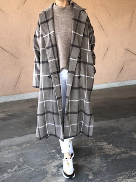 「copine」｜「アイテム（チェスターコート）」を使った、ikuさん（レディース・161cm）の冬コーディネート