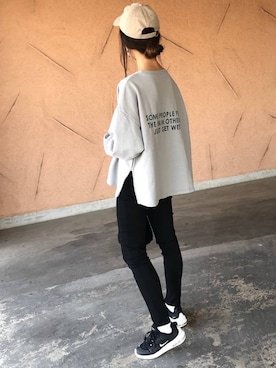 「バックロゴ」｜「アイテム（アクセサリー）」を使った、ikuさん（レディース・161cm）の冬コーディネート