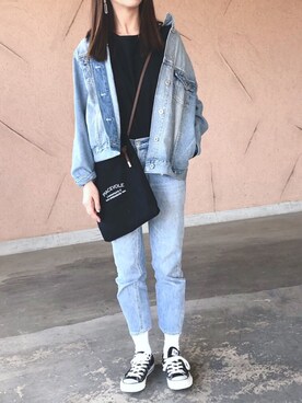 「copine」｜「アイテム（デニムジャケット）」を使った、ikuさん（レディース・161cm）の春コーディネート