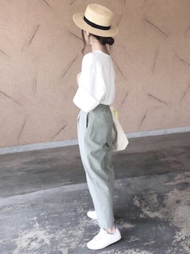 「adidas（アディダス）のadidas アディダス STAN SMITH スタンスミス M20325 R.WHITE/R.WHITE/NEW.NAVY(ホワイト×ネイビー）（スニーカー）」を使った、ikuさん（レディース・161cm）の春コーディネート