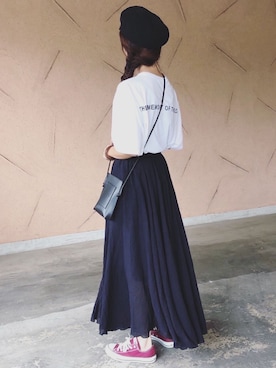 「アイテム（キャスケット）」を使った、ikuさん（レディース・161cm）の夏コーディネート