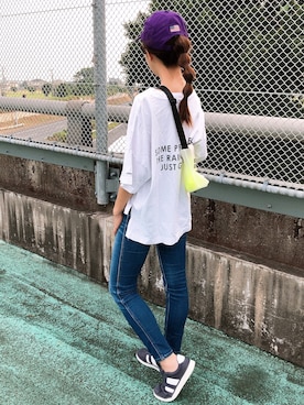 「Champion（チャンピオン）のアイテム（帽子）」を使った、ikuさん（レディース・161cm）の夏コーディネート