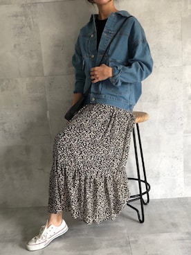「copine」｜「アイテム（デニムジャケット）」を使った、ikuさん（レディース・161cm）の秋コーディネート