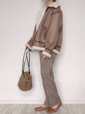 「copine」｜「アイテム（ムートンコート）」を使った、ikuさん（レディース・161cm）の秋コーディネート