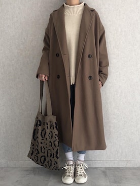「copine」｜「アイテム（チェスターコート）」を使った、ikuさん（レディース・161cm）の冬コーディネート