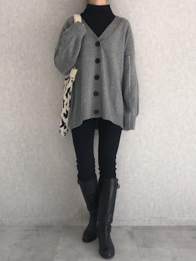 「アイテム（カーディガン/ボレロ、その他）」を使った、ikuさん（レディース・161cm）の冬コーディネート