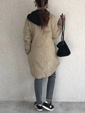 「copine」｜「アイテム（ノーカラーコート）」を使った、ikuさん（レディース・161cm）の冬コーディネート