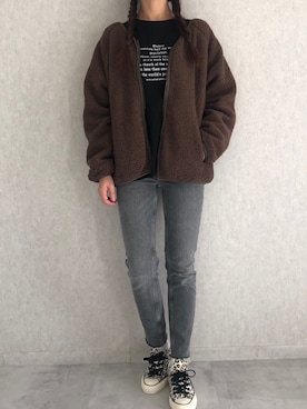 「copine」｜「アイテム（ノーカラージャケット）」を使った、ikuさん（レディース・161cm）の冬コーディネート