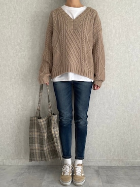 「アイテム（トートバッグ、その他）」を使った、ikuさん（レディース・161cm）の冬コーディネート