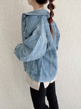 「copine」｜「アイテム（デニムジャケット）」を使った、ikuさん（レディース・161cm）の冬コーディネート