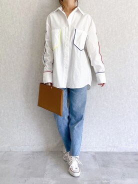 「copine（コピン）のアイテム（シャツ/ブラウス）」を使った、ikuさん（レディース・161cm）の春コーディネート