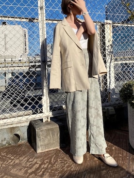「OZOC（オゾック）のアイテム（テーラードジャケット）」を使った、YOCHI🍂さん（レディース・153cm）の春コーディネート