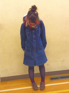 「デニムワンピ」｜ひめさん（レディース・149cm）の冬コーディネート