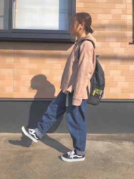 「Lee（リー）のアイテム（バックパック/リュック）」を使った、ひめさん（レディース・149cm）の春コーディネート