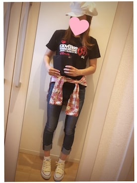 「アイテム（キャスケット、ホワイト系）」を使った、Ponchan♡さん（レディース・147cm）の秋コーディネート