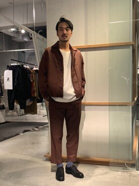 「markaware（マーカウェア）のアイテム（スラックス）」を使った、Ryuto Kitaさん（メンズ・170cm）の春コーディネート