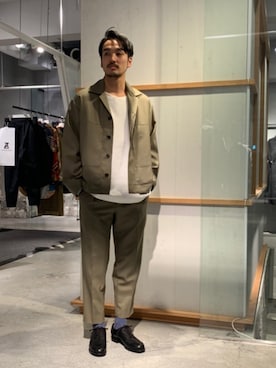 「markaware（マーカウェア）のアイテム（スラックス）」を使った、Ryuto Kitaさん（メンズ・170cm）の春コーディネート