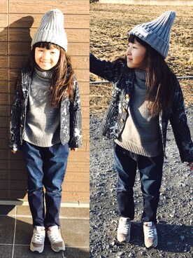 「NEW BALANCE（ニューバランス）の◆new balance KV996（スニーカー）」を使った、akiさん（キッズ・130cm）の春コーディネート