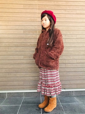 「Lee（リー）のアイテム（ブルゾン）」を使った、akiさん（キッズ・135cm）の冬コーディネート