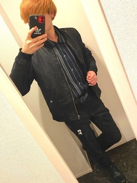「RAGEBLUE（レイジブルー）のアイテム（MA-1）」を使った、ankinoさん（メンズ・175cm）の冬コーディネート