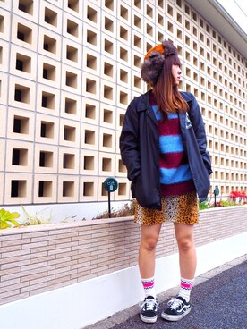「MAGICAL MOSH MISFITS（マジカルモッシュミスフィッツ）のアイテム（ジャケット/アウター）」を使った、いずみさん（レディース・161cm）の冬コーディネート