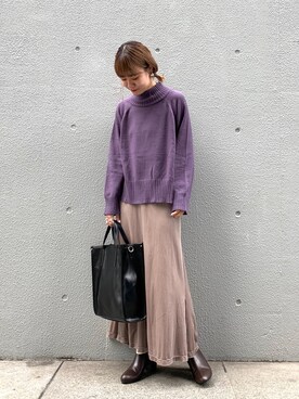 「ベロアスカート」｜「アイテム（その他シューズ）」を使った、arisaさん（レディース・160cm）の秋コーディネート