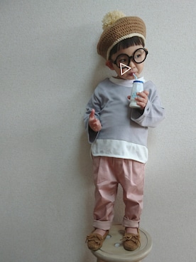 「くすみピンク」｜「アイテム（福袋/福箱）」を使った、あお✳さん（キッズ・90cm）の春コーディネート