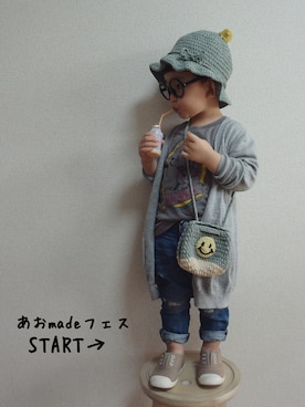 「ミッキーT」｜「アイテム（福袋/福箱）」を使った、あお✳さん（キッズ・90cm）の春コーディネート