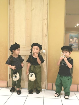 「カーキパンツ」｜あお✳さん（キッズ・90cm）の秋コーディネート