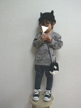 「アイテム（福袋/福箱、ブラック系）」を使った、あお✳さん（キッズ・90cm）の秋コーディネート